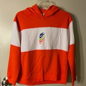 Nike Kid’s Bold Orange and White Hoodie
